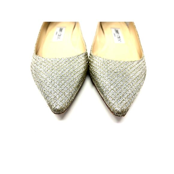 Jimmy Choo Sandy Glitter Fabric Champagne Flats Size 38 - Picture 3 of 11